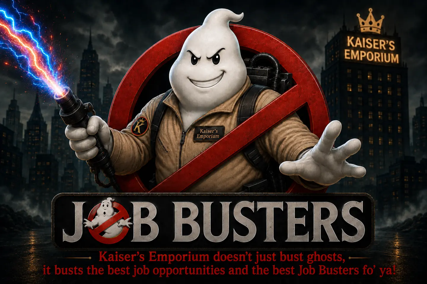 JB, the Job Busters mascot — busting the best job opportunities and finding the best Job Busters